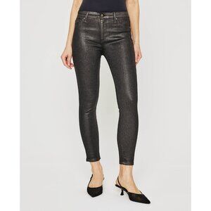 New AG Adriano Goldschmied Farrah Skinny Ankle in Black Luminous Size 29